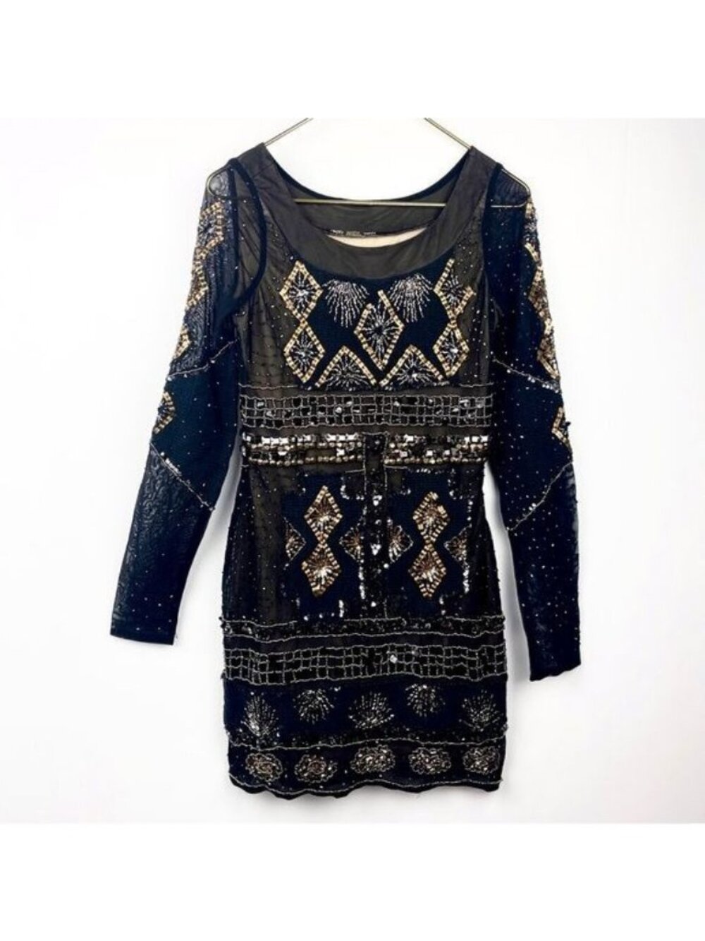 Jean Louis Scherrer Black Beaded Embellished Lined cocktail Dress medium